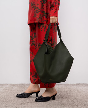 Khaite Green leather tote bag with logo HAITEBAG