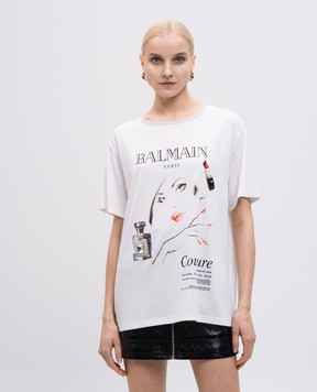 Balmain White Beauty T-shirt with crystals EF0EG129GE86