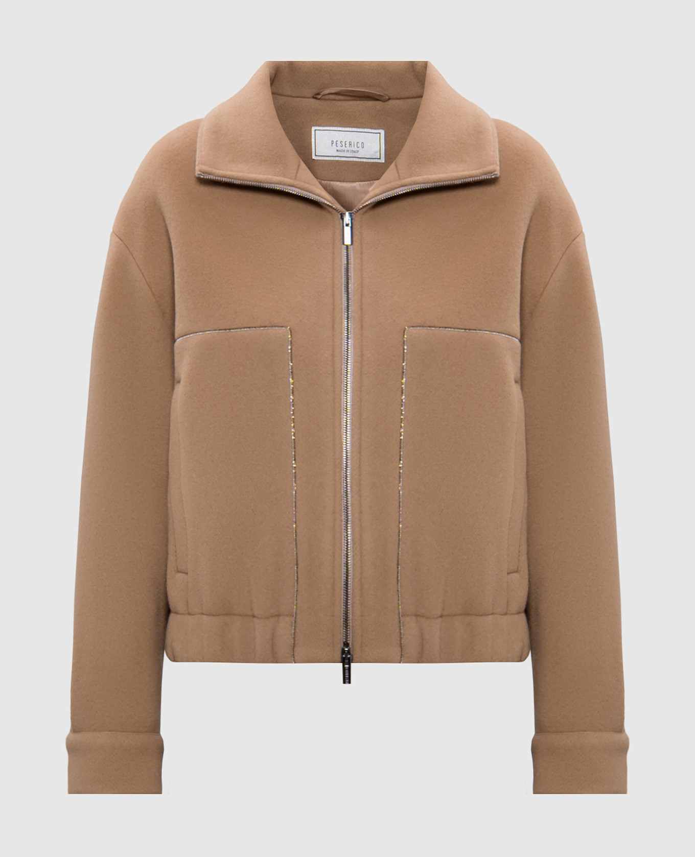 Beige wool and cashmere jacket with monil chain peserico