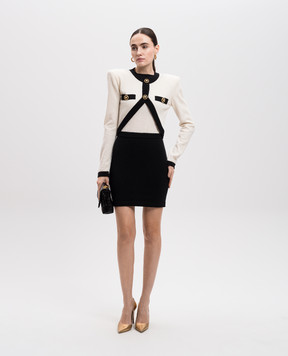 Balmain White midi dress with double construction and branded accessories EF1R9259KH91