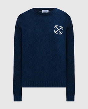Off-White Wo Ws blue wool and cashmere sweater OWHE104F24KNI001