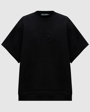 Dolce&Gabbana Black sweatshirt with textured logo monogram G9BNCZG7O2S