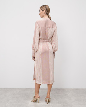 Twinset Beige striped midi shirt dress 251AP2203