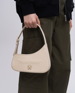 Off-White Jitney Quote Beige Leather Hobo Bag OWNN18AS25LEA002