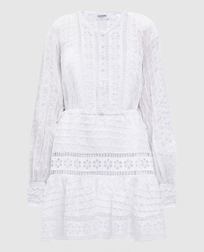 Charo Ruiz Begonne white shirt dress with lace 251604