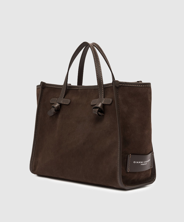 Gianni Chiarini - MARCELLA brown suede tote bag with logo patch BS9750CMPL  - buy with European delivery at Symbol