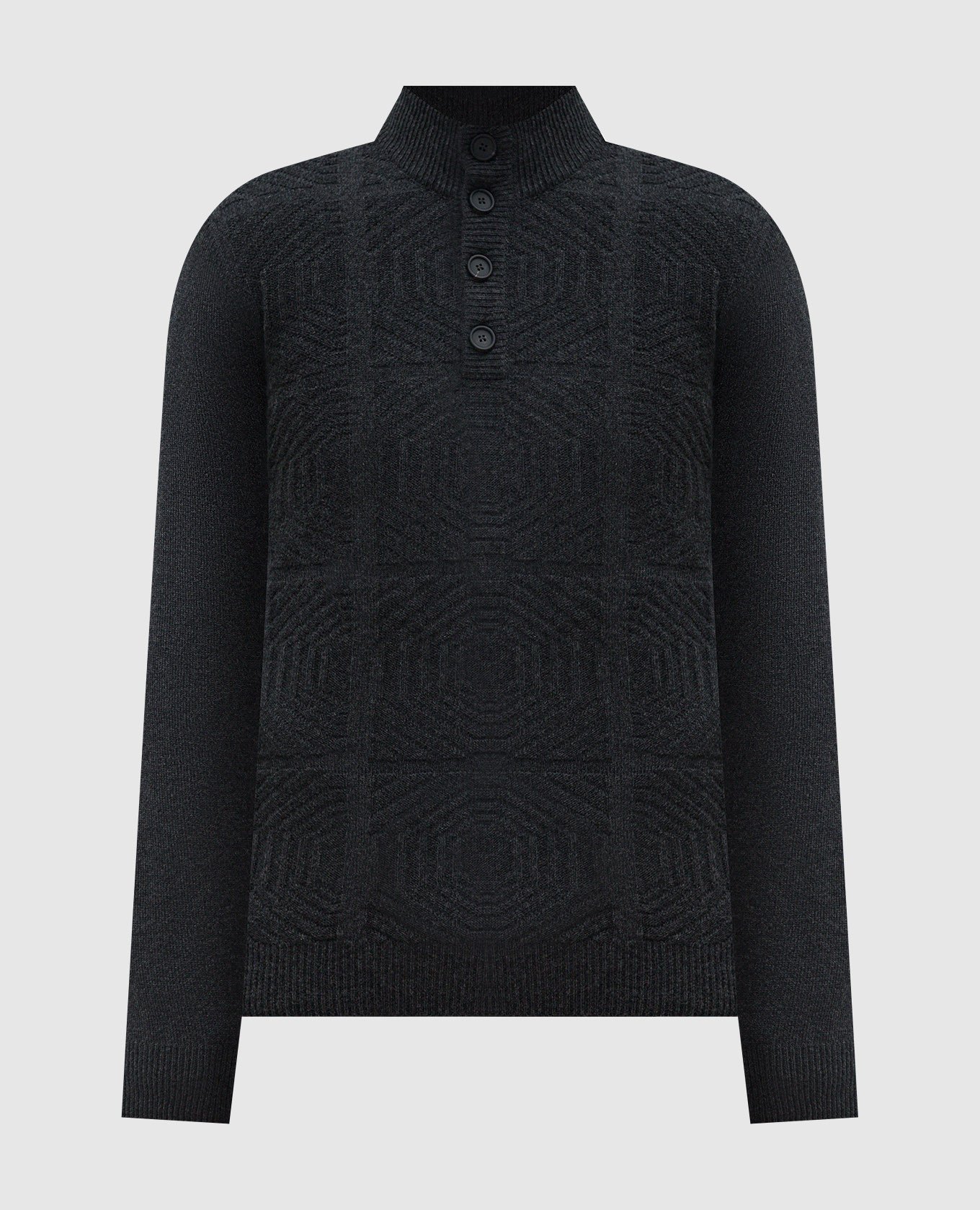 Gray wool and cashmere sweater with metallic logo stefano ricci