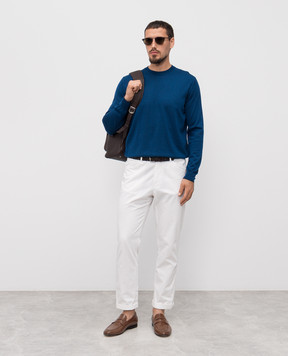 Stefano Ricci Blue wool, silk and cashmere jumper with logo KE08004G01E25374