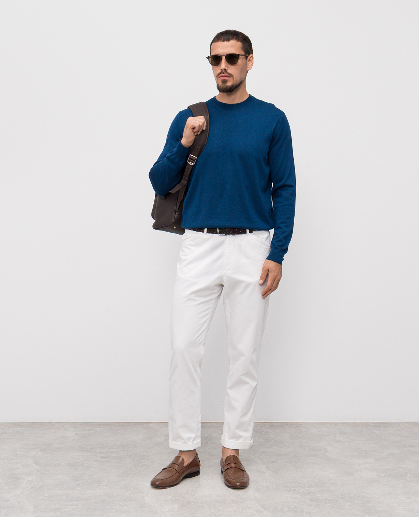 

Blue wool, silk and cashmere jumper with logo Stefano Ricci