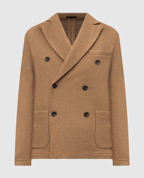 Officina 36 Brown double-breasted blazer with wool 01931J7898