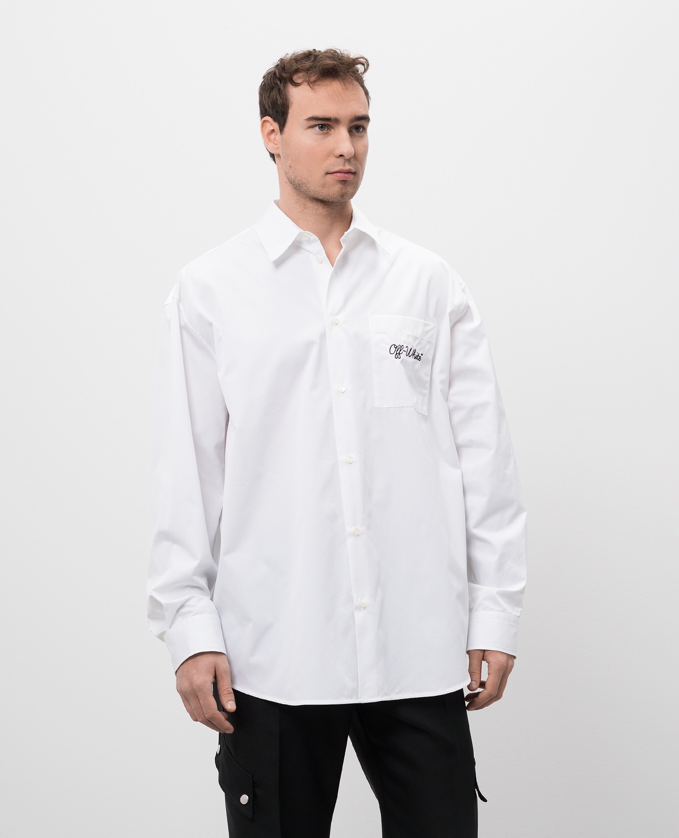 White shirt with logo embroidery Off-White 3
