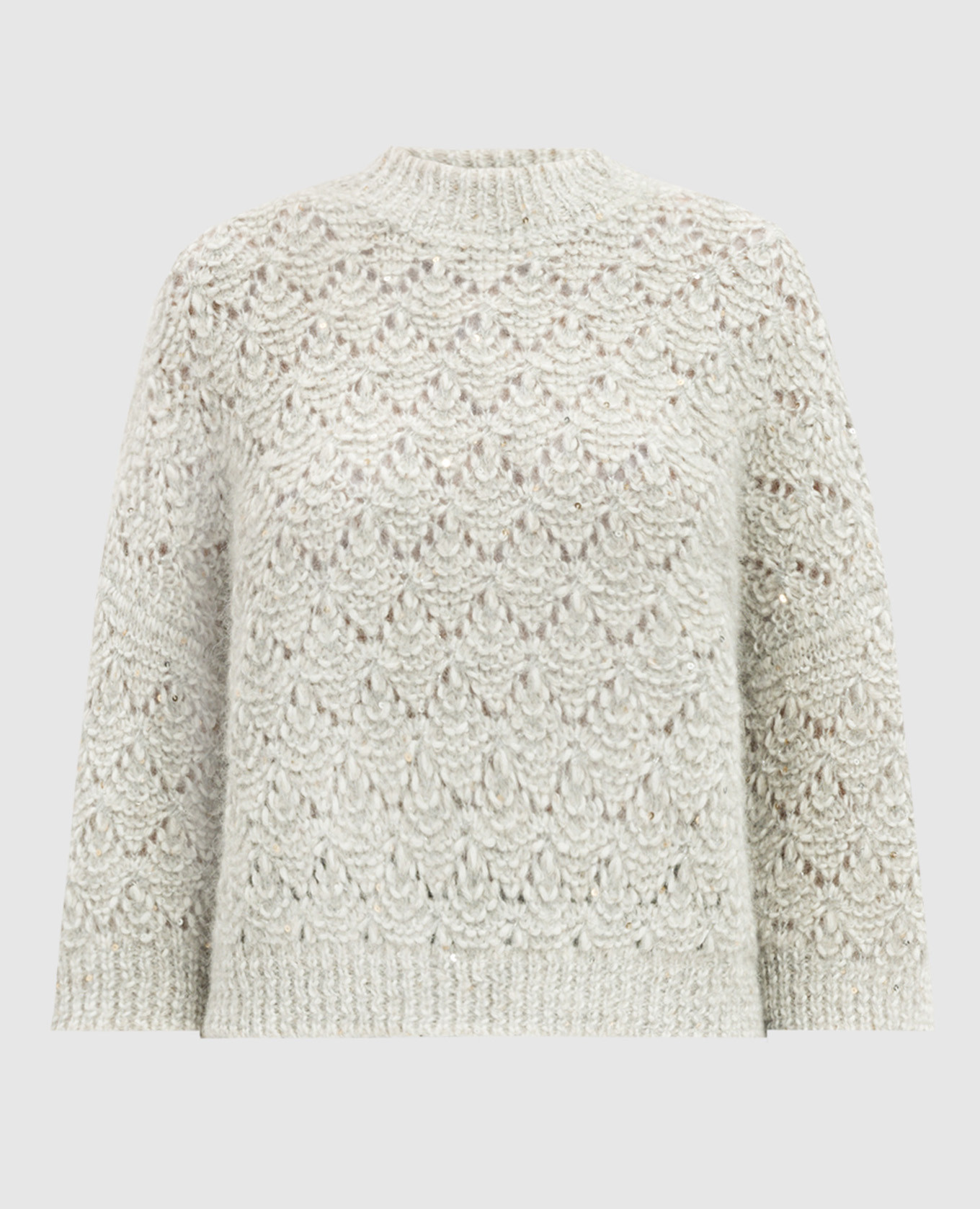 

Gray openwork alpaca sweater with sequins and lurex Peserico, Grey