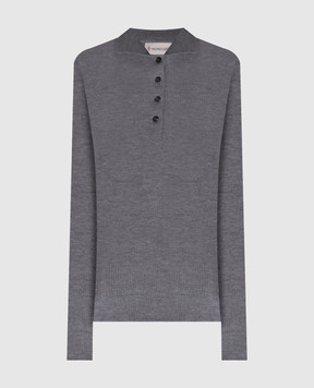 Moncler Grey ribbed wool polo shirt K20939A00006M4715