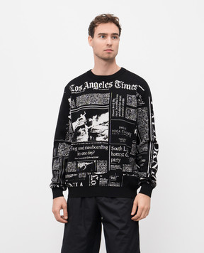 Palm Angels Black wool sweater with a pattern PMHE058F25KNI001