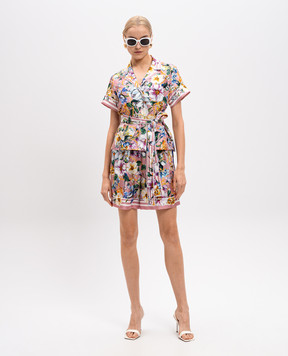 Dolce&Gabbana Pink silk blouse with floral print F5G67THI1W4