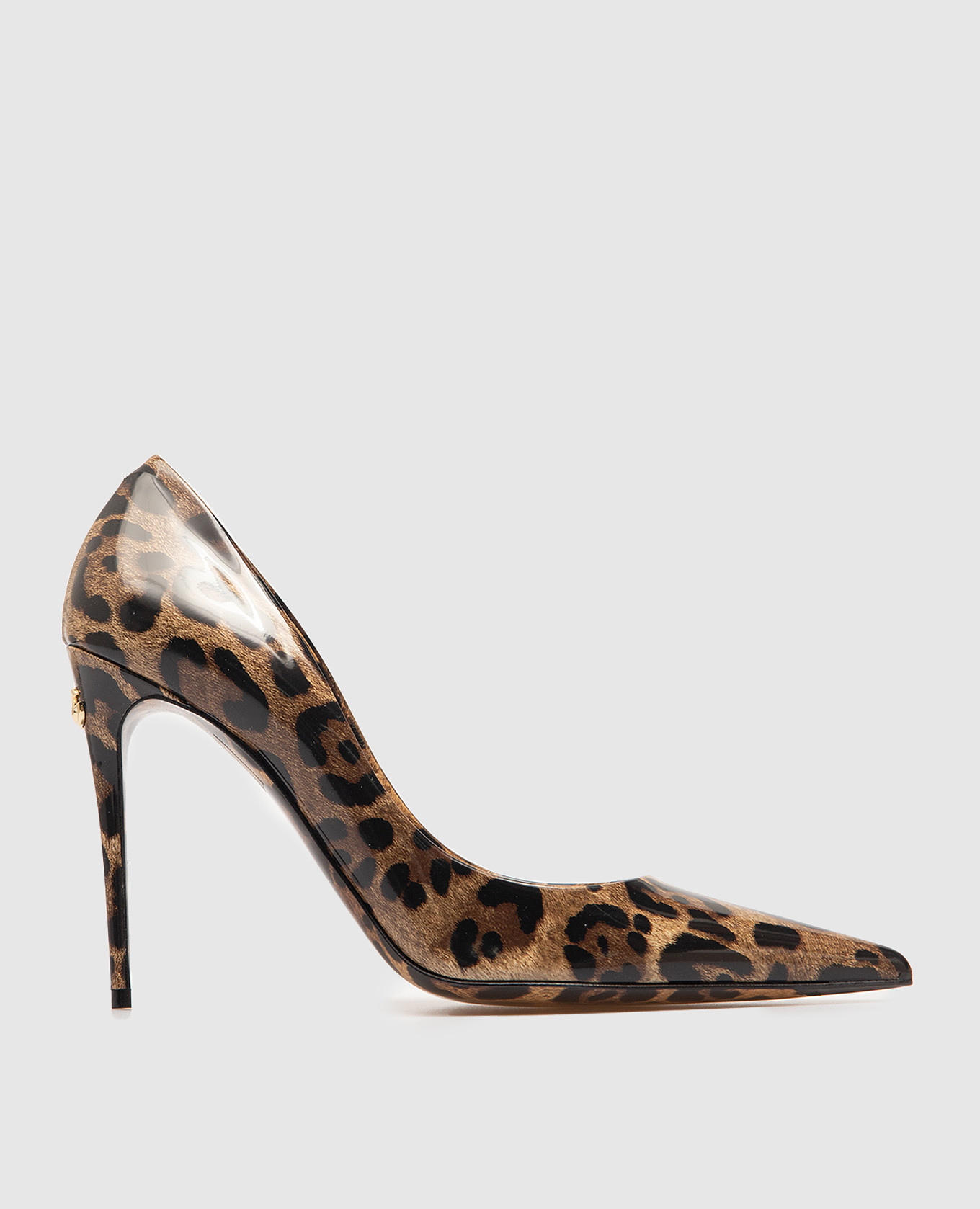 Brown glossy animal print leather pumps with dg logo dolce&gabbana
