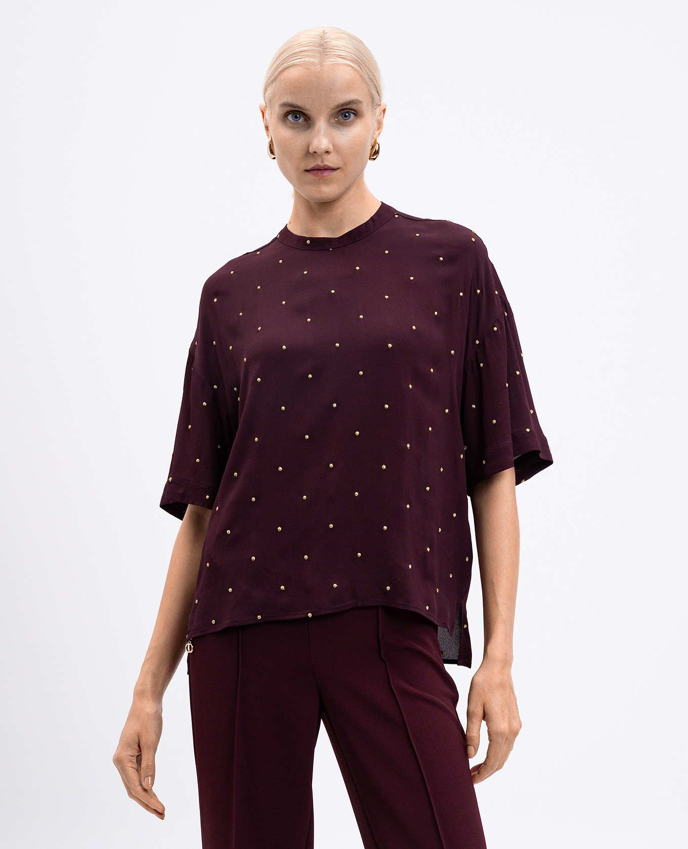 

Burgundy blouse with logo Twinset