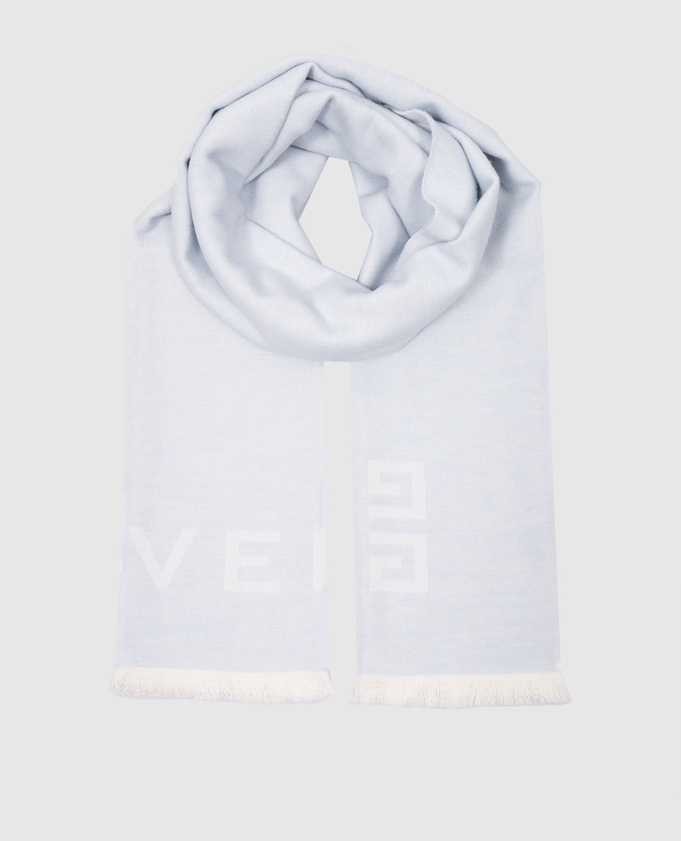 Blue wool and silk scarf with jacquard logo pattern Givenchy