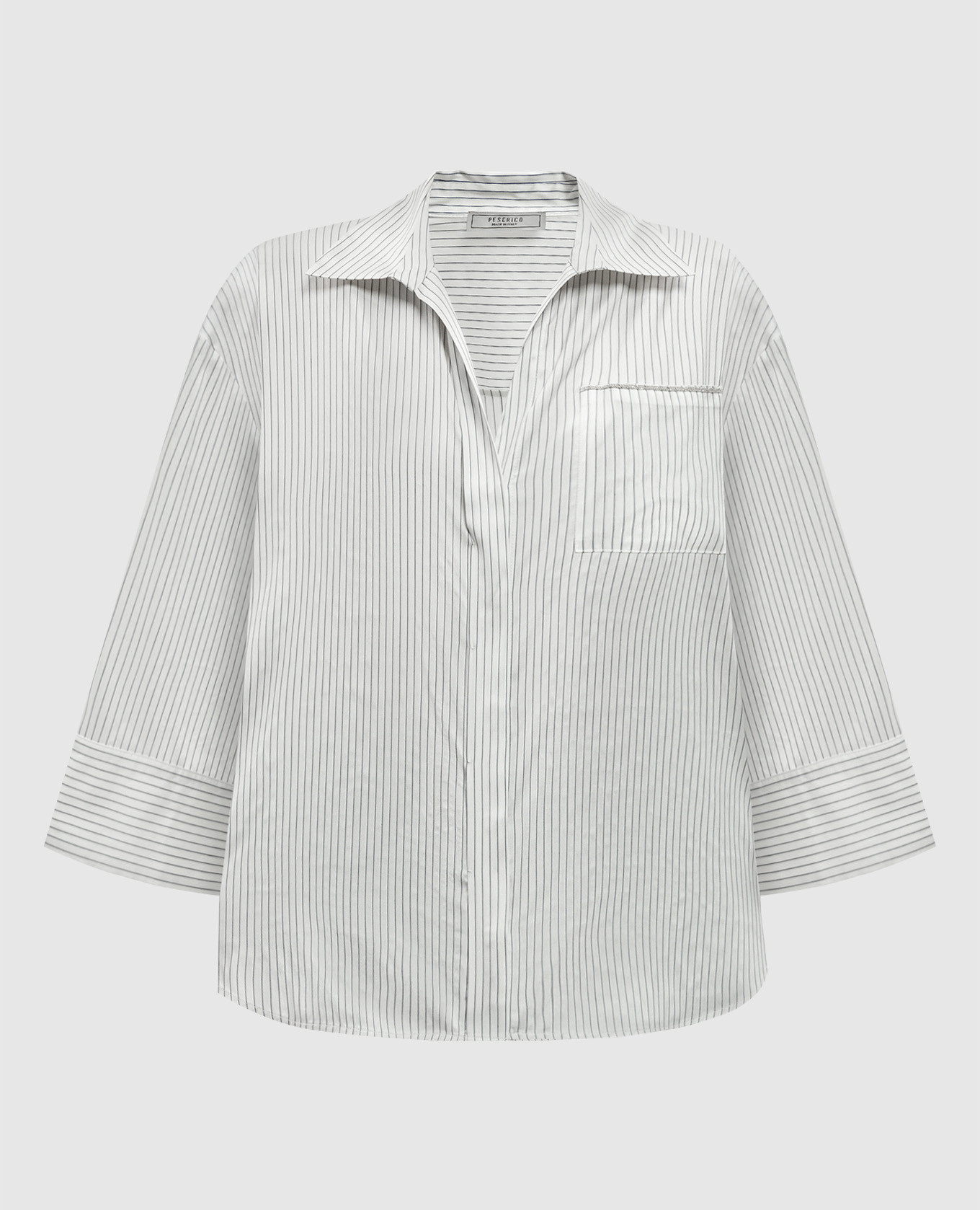 

White striped silk blouse with monil chain Peserico