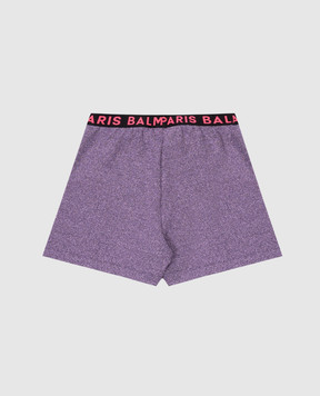 Balmain Children's purple shorts with lurex BU6C69U01381214