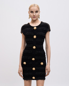 Balmain Black mini dress with lurex EF0R6140KI46