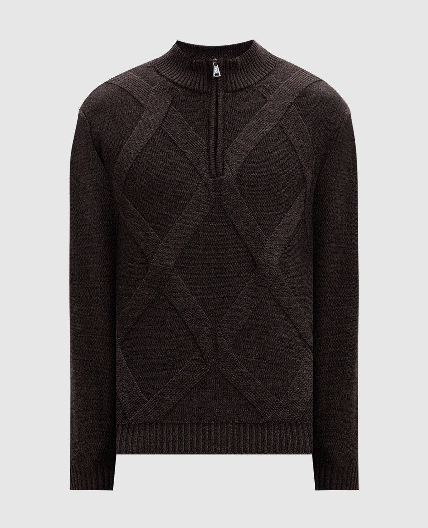 Brown patterned merino wool sweater cashmere&whiskey