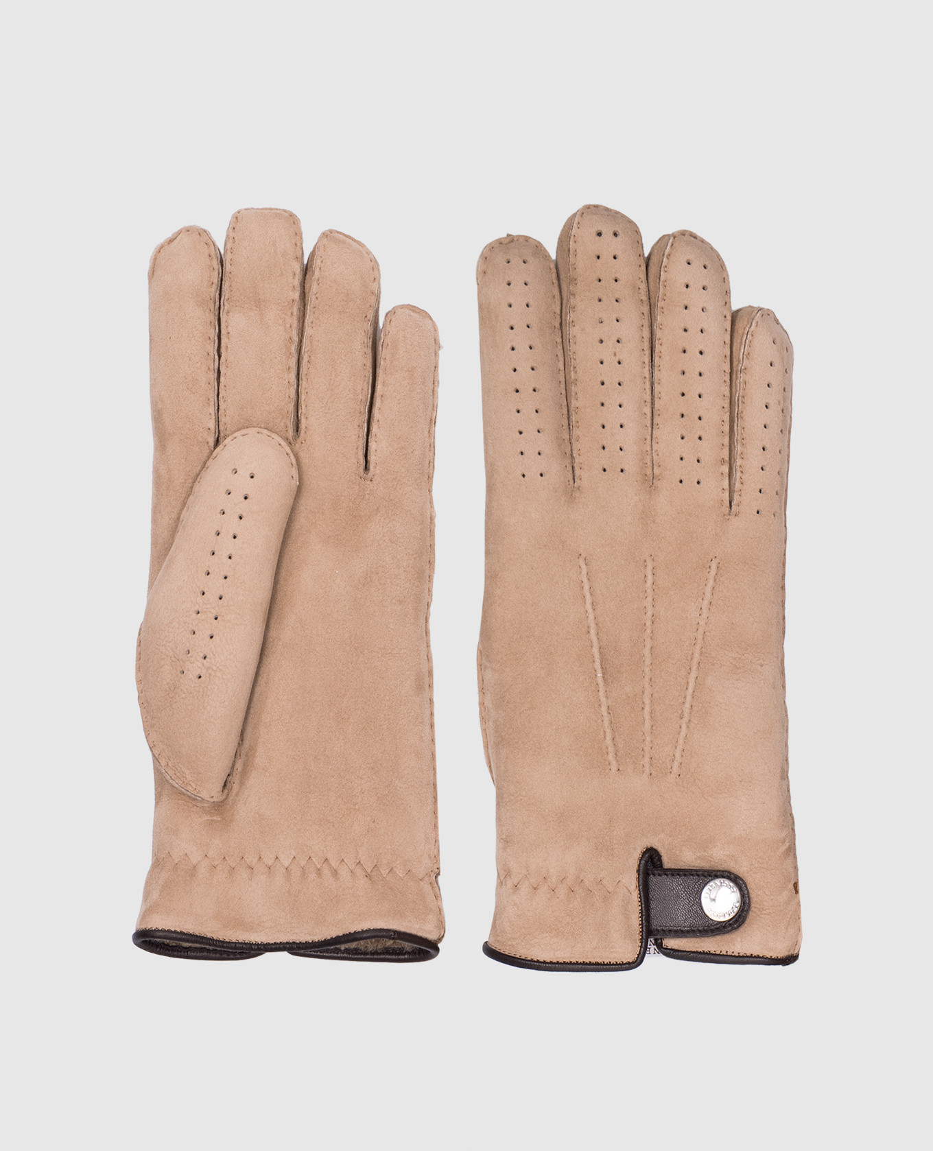 

Beige suede gloves on fur with perforation Brunello Cucinelli