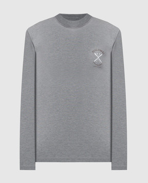 Brunello Cucinelli Gray printed silk longsleeve MM819KT70