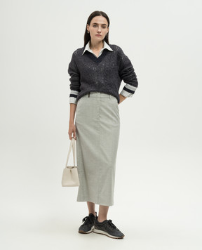 Peserico Gray wool skirt with monil chain A0559506461
