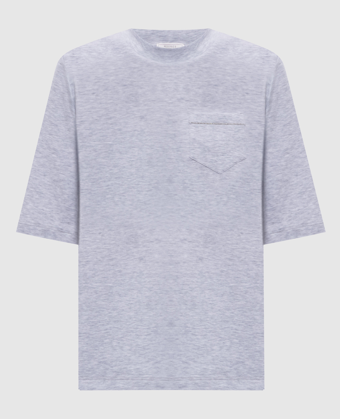Grey melange T-shirt with monil chain Peserico
