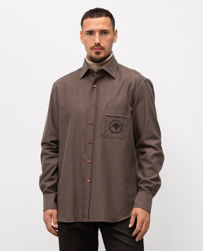 Stefano Ricci Brown shirt with embroidered emblem MC007957R3053