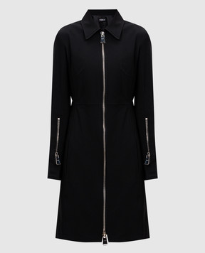 Dondup Black wool mini dress with logo DA411TS0009DXXX