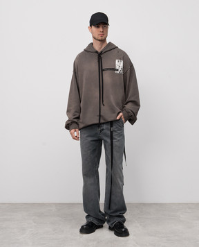 Ann Demeulemeester Grey hoodie with vintage effect B0012871FA640