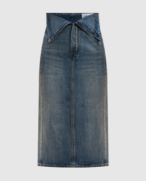 Alexander McQueen Blue midi skirt with asymmetric top 817920QMACV