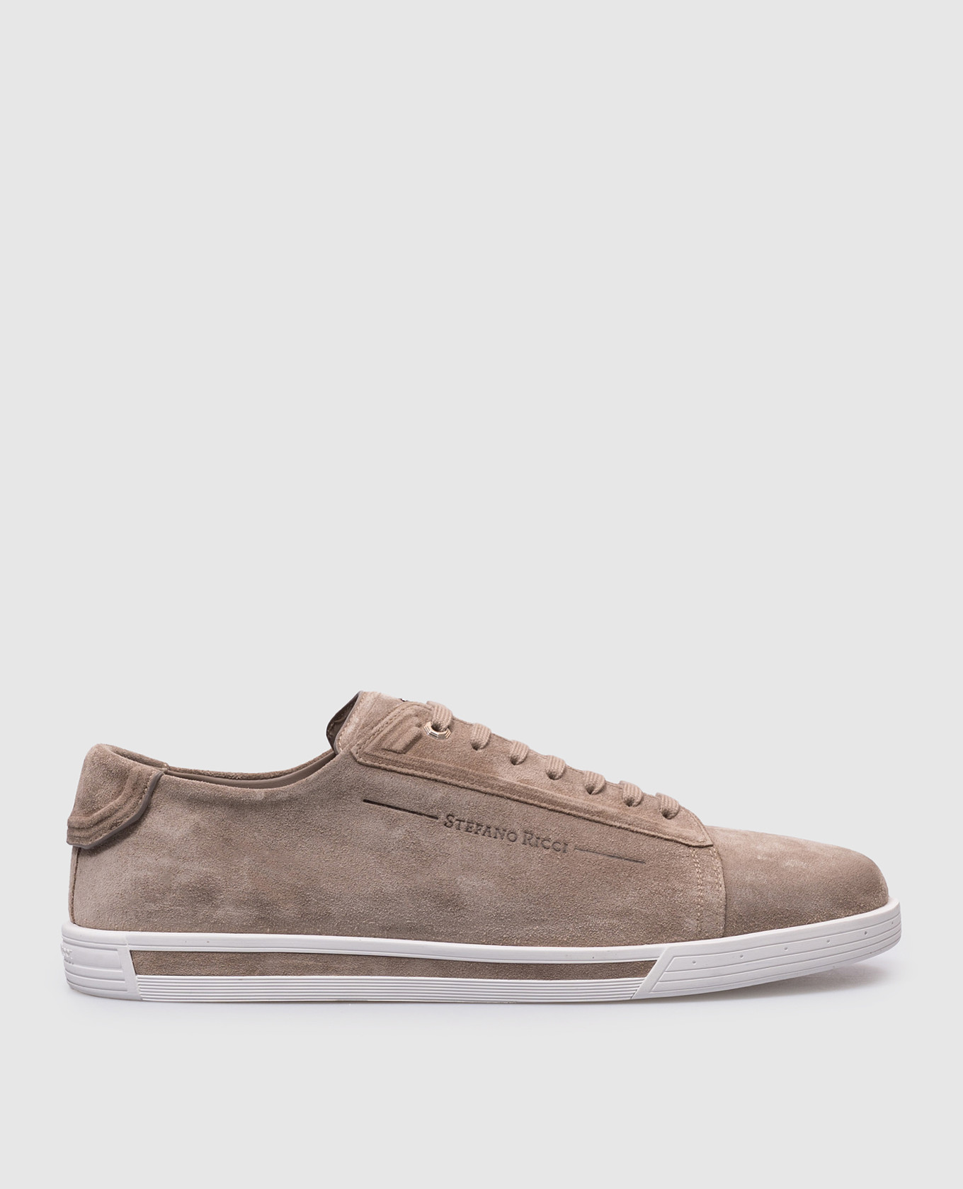 

Beige suede sneakers with logo Stefano Ricci