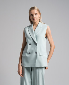Agnona Green double-breasted vest with logo TX0703XUC055