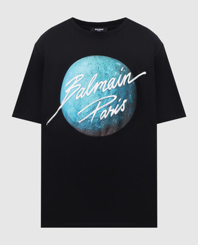 Balmain Black T-shirt with print EH0EG010GE80