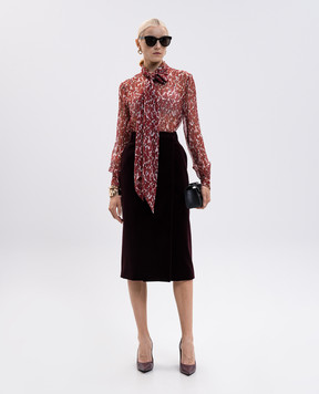Saint Laurent Burgundy velvet pleated skirt 826769Y615W