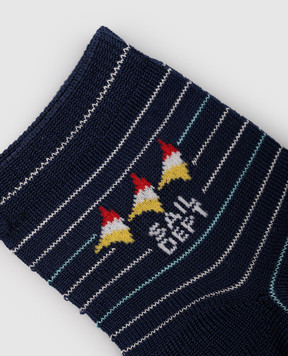 RiminiVeste Children's blue socks Ciocca in a stripe with a pattern 4512