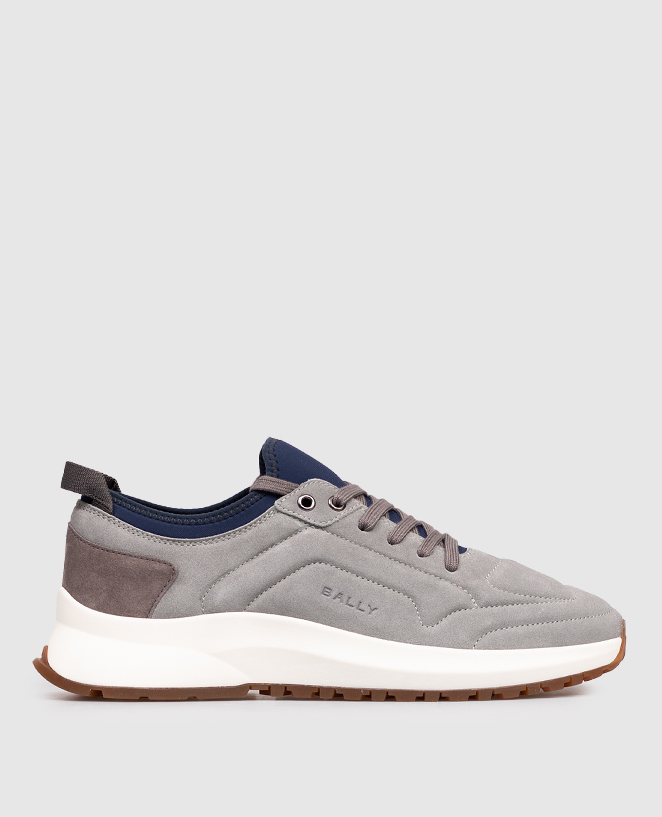 Outline grey suede sneakers with logo Bally