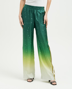 Casablanca Joyaux D'Afrique green silk trousers WS24TR04901