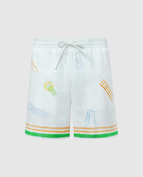 Casablanca Le Jeu printed shorts in white MPS24TR01204