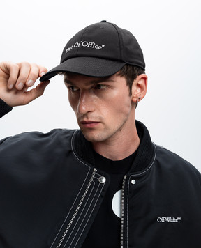 Off-White Out Of Office black cap with contrasting embroidery OMLB069F24FAB009