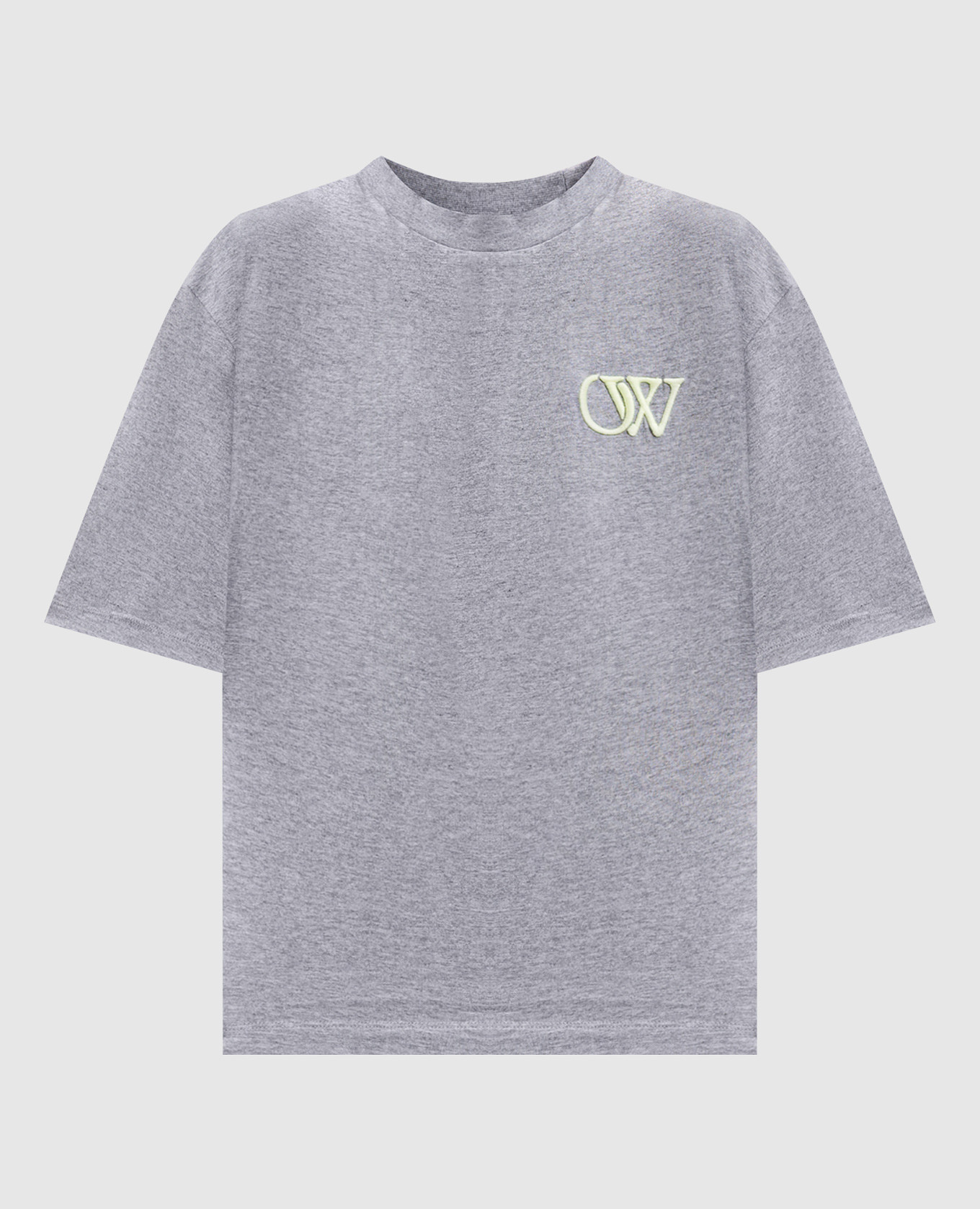 Gray melange t-shirt with logo mongram embroidery Off-White