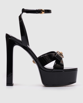 Versace Gianni Ribbon black patent leather sandals 1017314D2VE