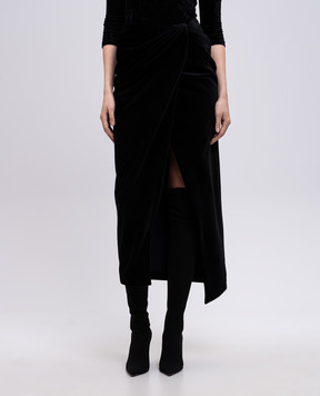 Balenciaga Black velour midi skirt 831233TMO26