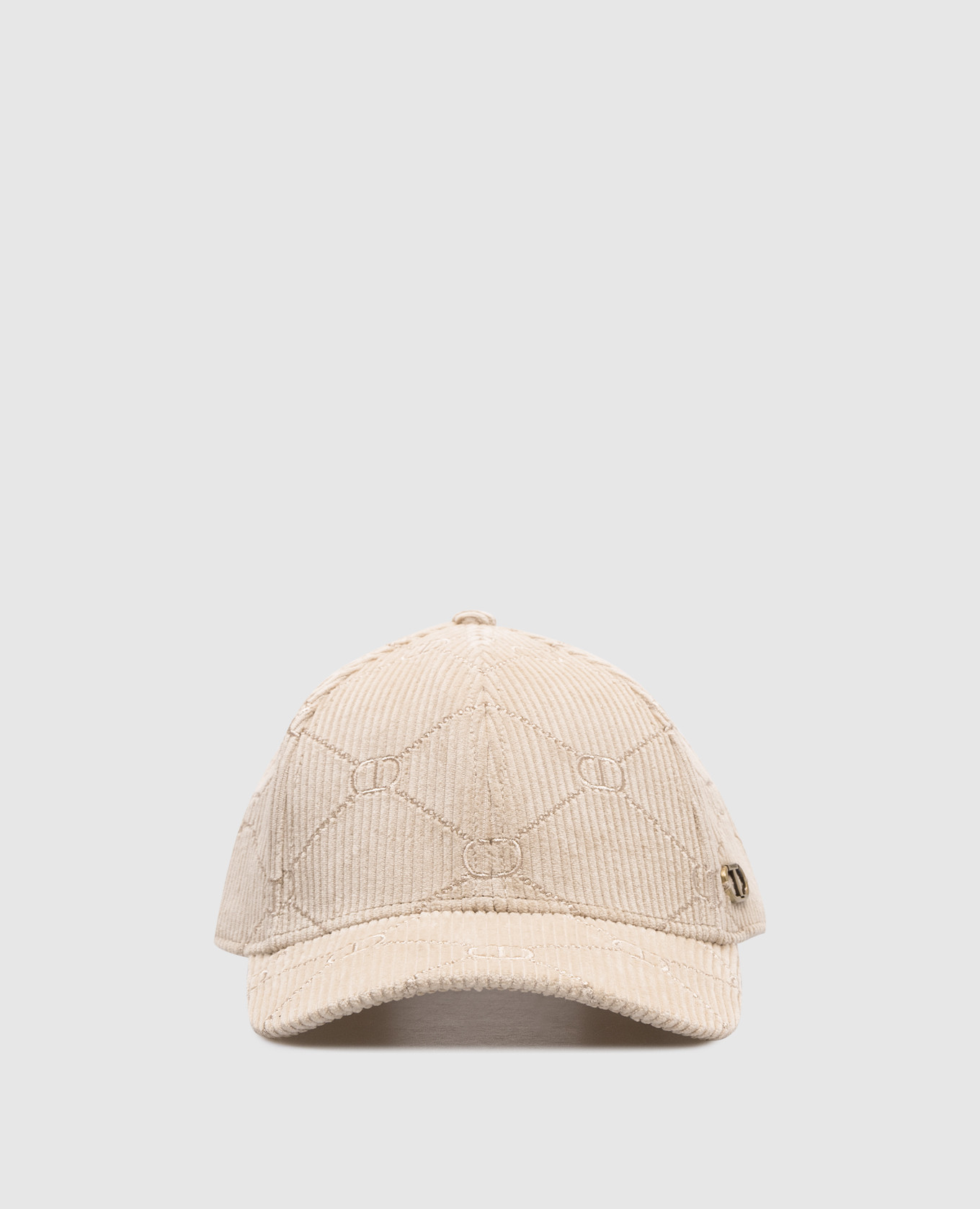 Beige corduroy cap with logo twinset