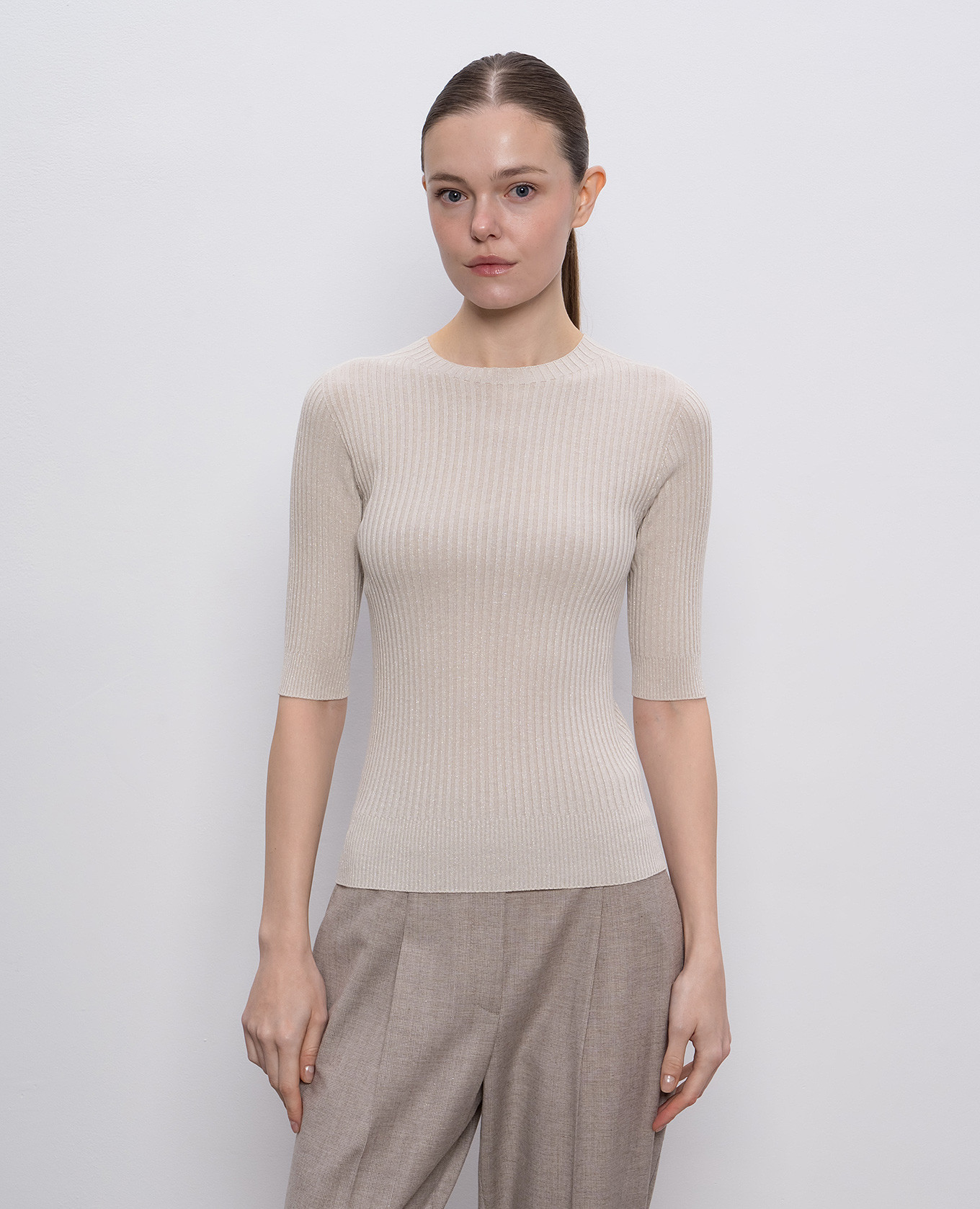 

Beige top with lurex Peserico