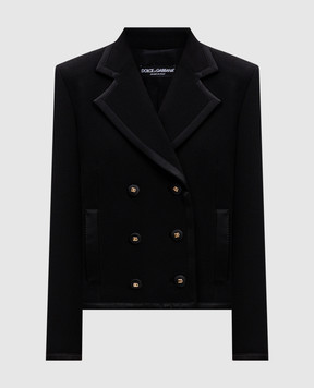 Dolce&Gabbana Black double-breasted wool and silk jacket F29ANTFU2TZ
