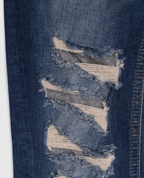 Philipp Plein Children's blue jeans with holes BDT0024610